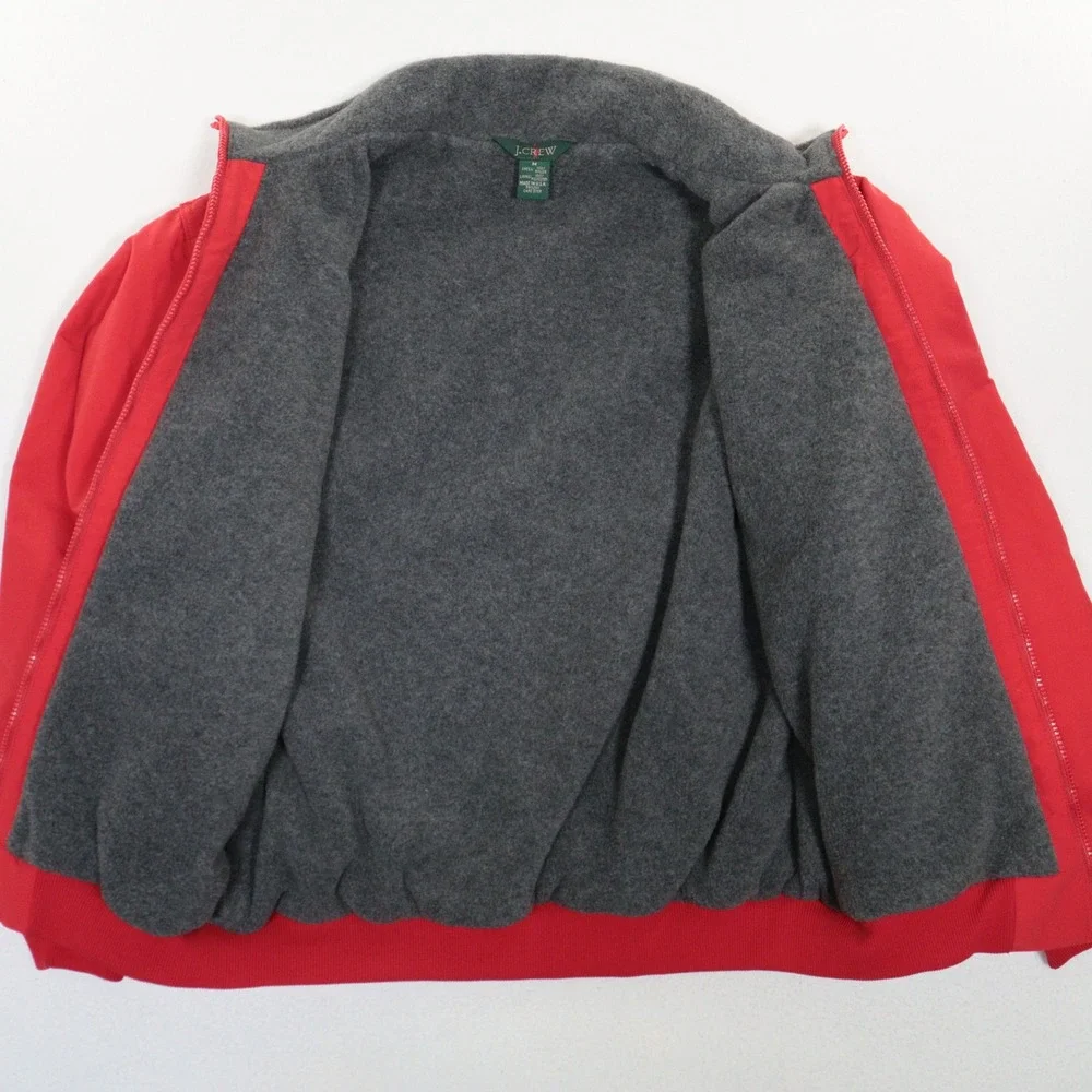 VTG J Crew Oarsman Jacket Fleece Lined Nylon 90s Red USA Men Medium